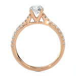Round Lab Grown Diamond Side Stone Engagement Ring