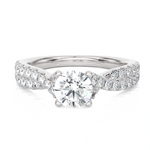 Round Lab Grown Diamond Side Stone Engagement Ring