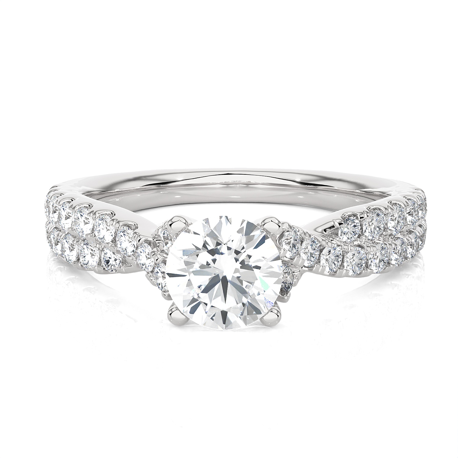 Round Lab Grown Diamond Side Stone Engagement Ring
