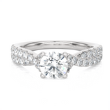 Round Lab Grown Diamond Side Stone Engagement Ring