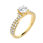 Round Lab Grown Diamond Side Stone Engagement Ring