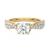 Round Lab Grown Diamond Side Stone Engagement Ring