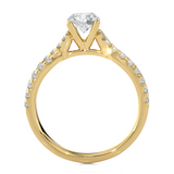 Round Lab Grown Diamond Side Stone Engagement Ring