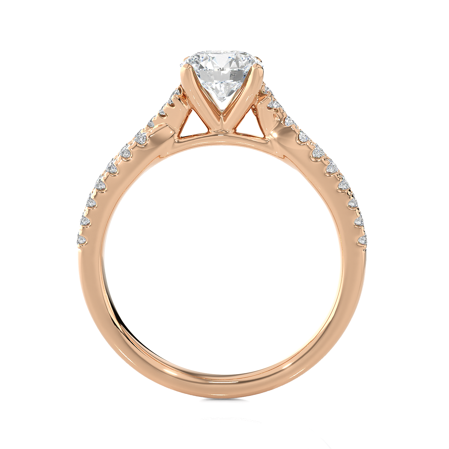 1 ctw Round Lab Grown Diamond Side Stone Engagement Ring