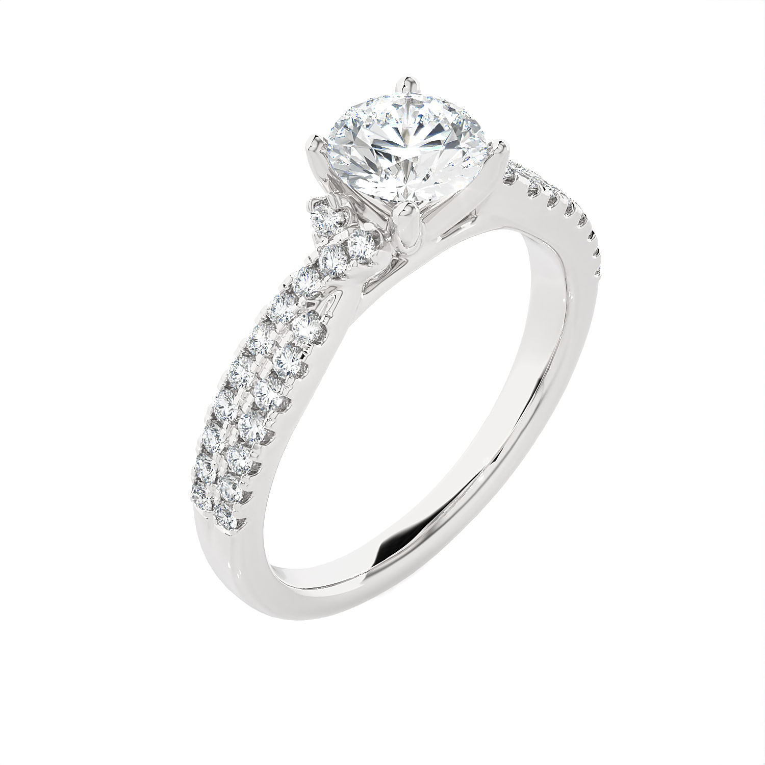1 ctw Round Lab Grown Diamond Side Stone Engagement Ring