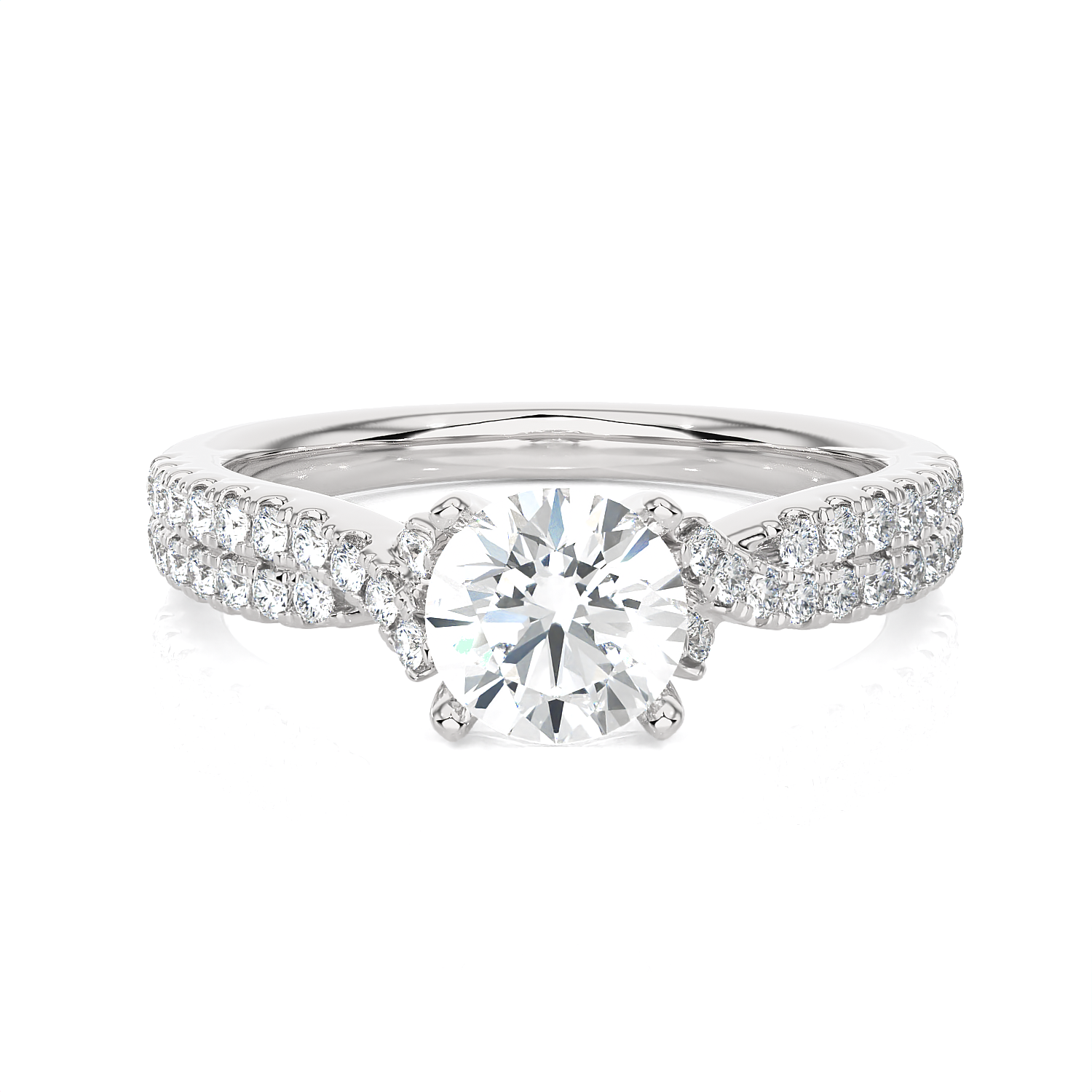 1 ctw Round Lab Grown Diamond Side Stone Engagement Ring