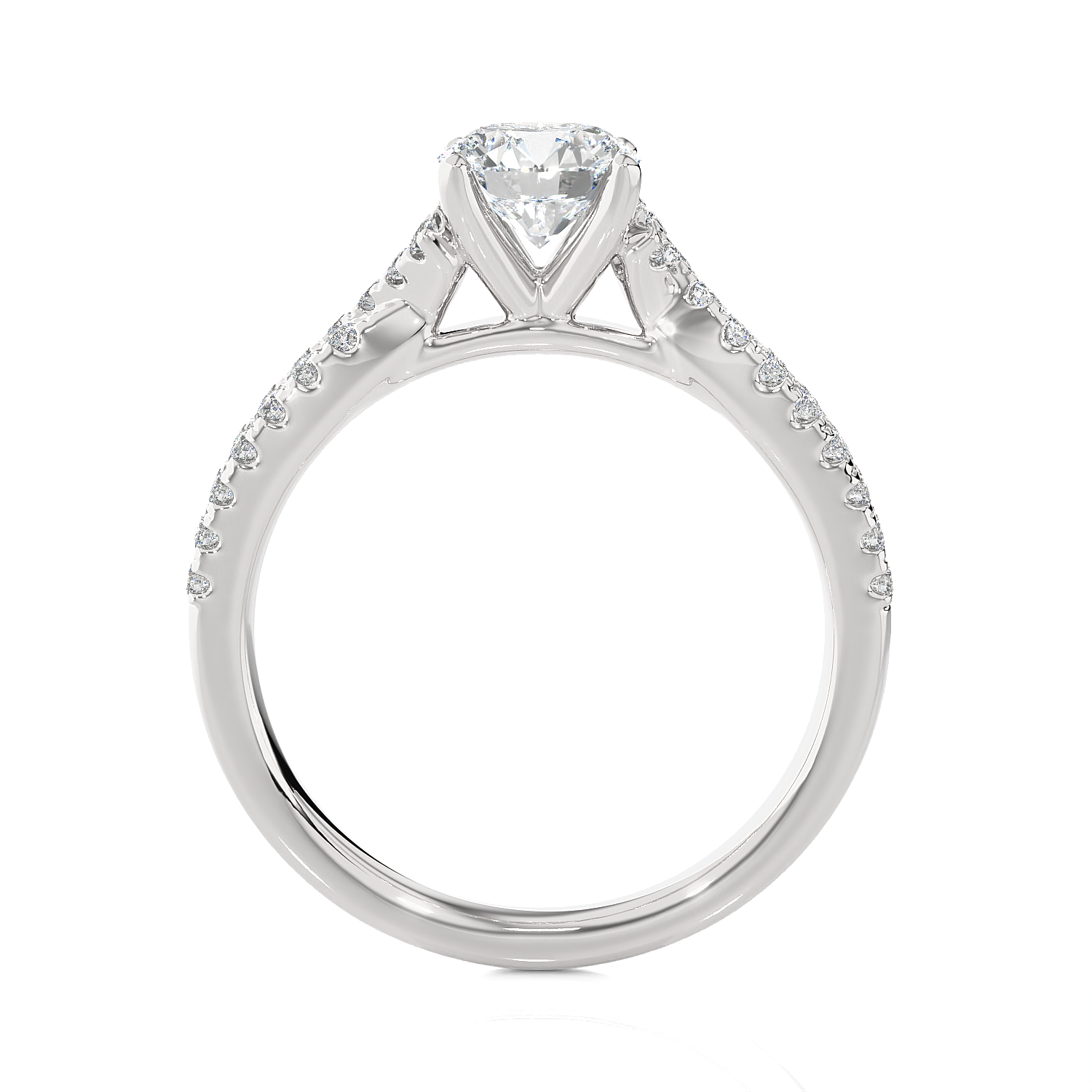 1 ctw Round Lab Grown Diamond Side Stone Engagement Ring