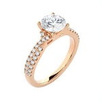 Round Lab Grown Diamond Side Stone Engagement Ring