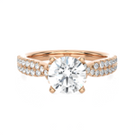 Round Lab Grown Diamond Side Stone Engagement Ring