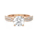 Round Lab Grown Diamond Side Stone Engagement Ring