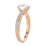 Round Lab Grown Diamond Side Stone Engagement Ring
