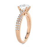Round Lab Grown Diamond Side Stone Engagement Ring
