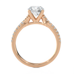 Round Lab Grown Diamond Side Stone Engagement Ring