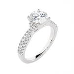 Round Lab Grown Diamond Side Stone Engagement Ring