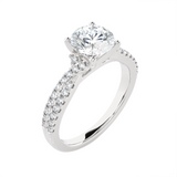 Round Lab Grown Diamond Side Stone Engagement Ring