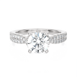 Round Lab Grown Diamond Side Stone Engagement Ring