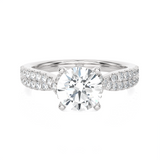 Round Lab Grown Diamond Side Stone Engagement Ring