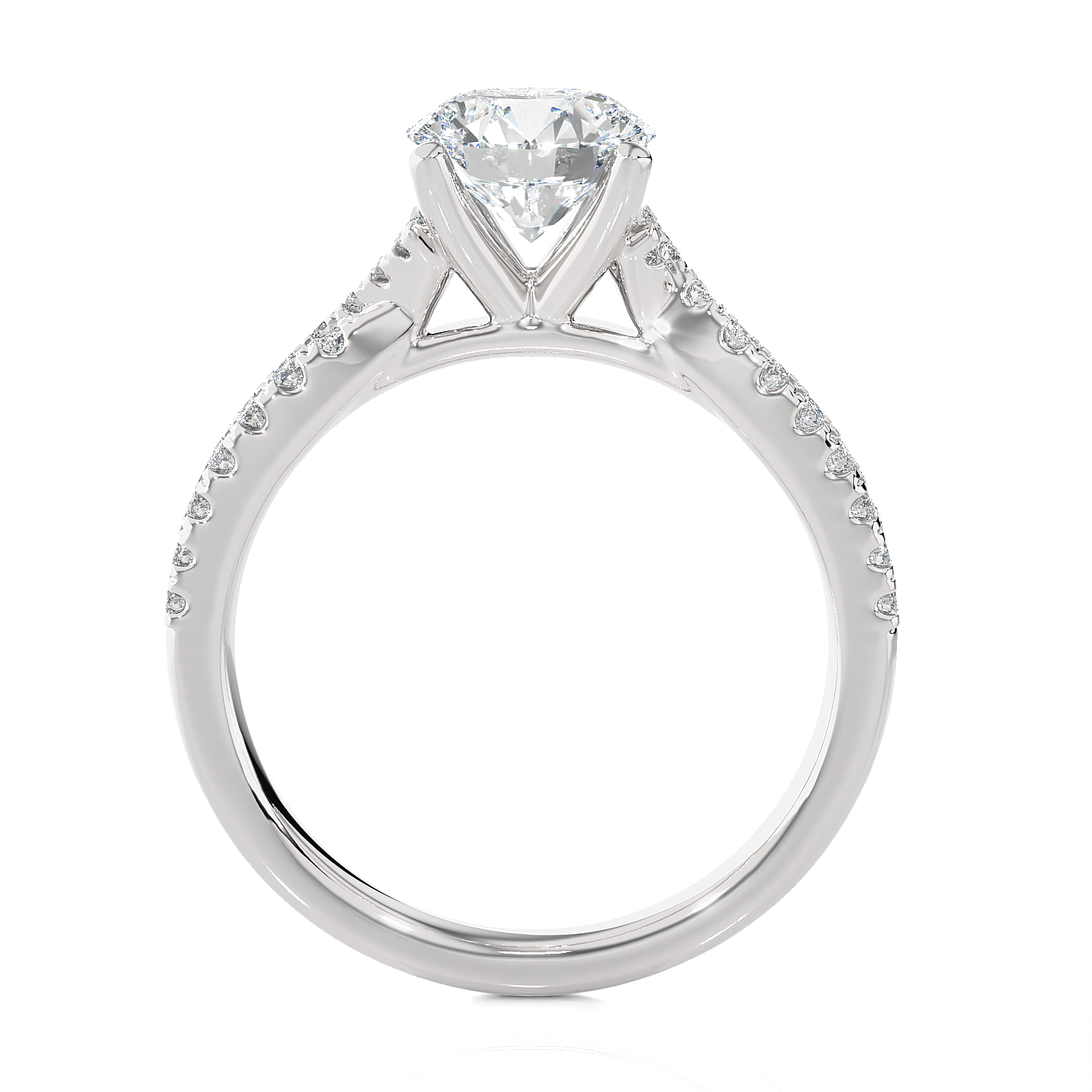 Round Lab Grown Diamond Side Stone Engagement Ring