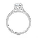 Round Lab Grown Diamond Side Stone Engagement Ring