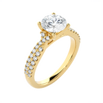Round Lab Grown Diamond Side Stone Engagement Ring