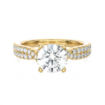 Round Lab Grown Diamond Side Stone Engagement Ring