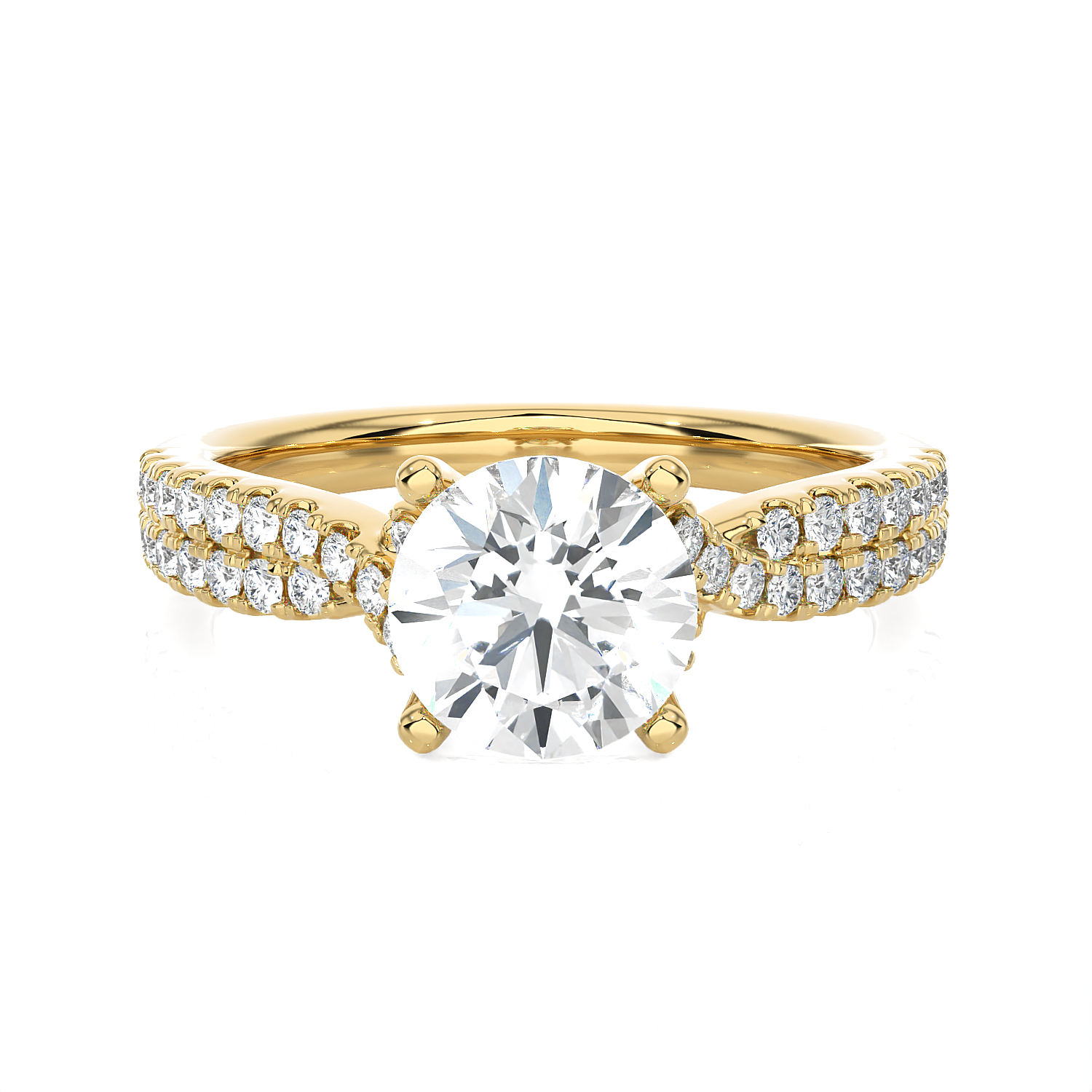 Round Lab Grown Diamond Side Stone Engagement Ring