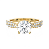Round Lab Grown Diamond Side Stone Engagement Ring