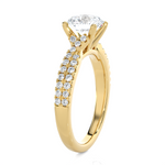 Round Lab Grown Diamond Side Stone Engagement Ring