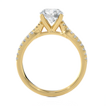 Round Lab Grown Diamond Side Stone Engagement Ring