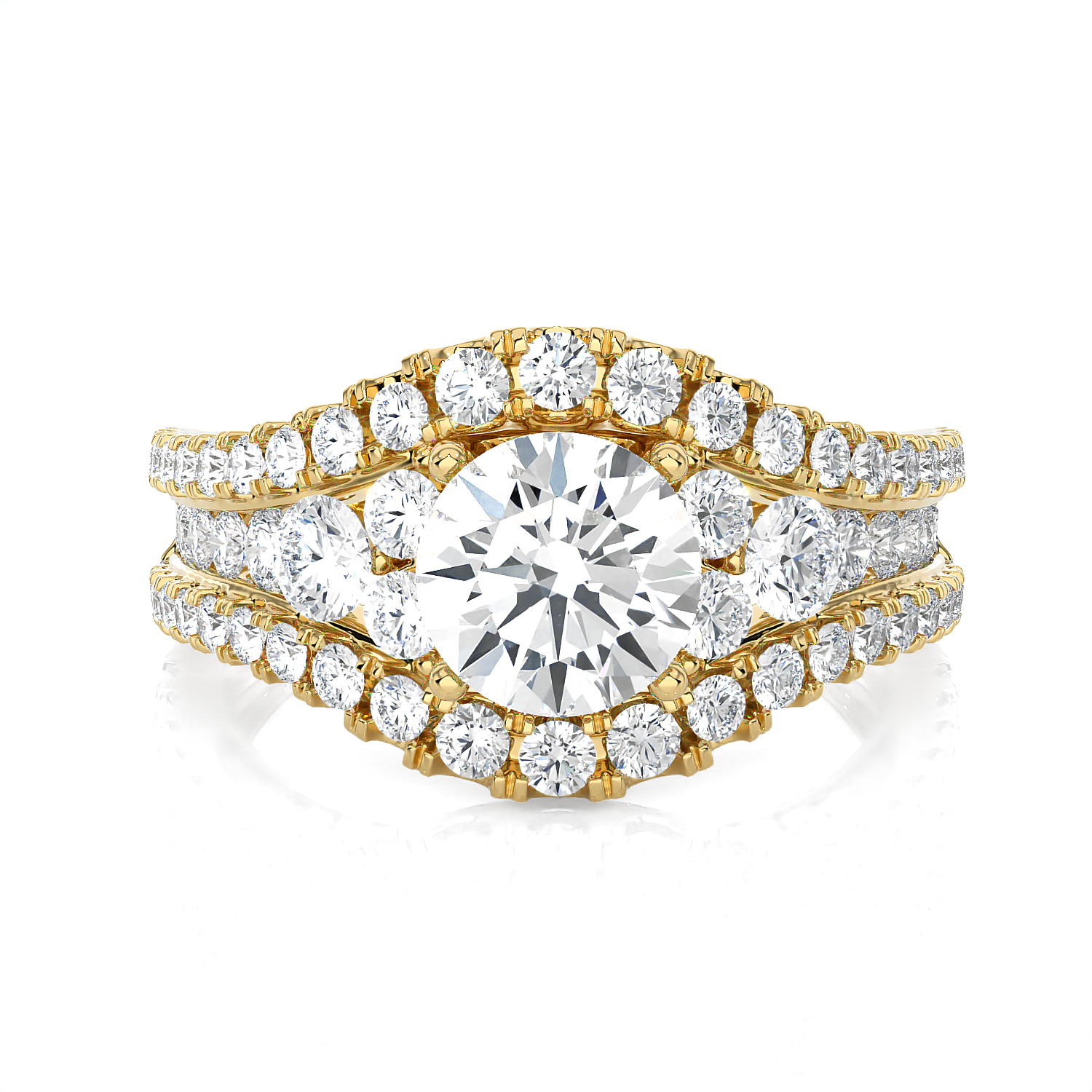 2 5/8 ctw Round Lab Grown Diamond Side Stone Engagement Ring