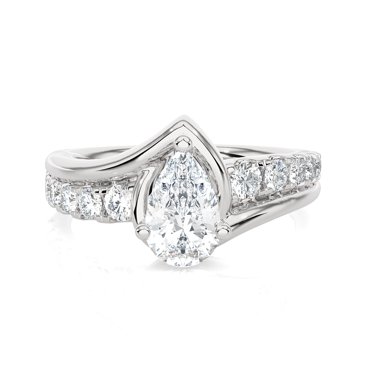 1 3/4 ctw Pear-Shaped Lab Grown Diamond Side Stone Engagement Ring