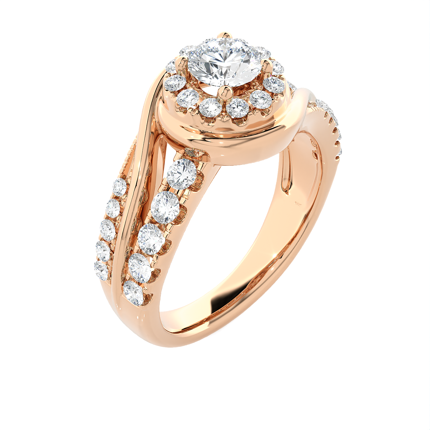 1 1/5 ctw Round Lab Grown Diamond Halo Engagement Ring