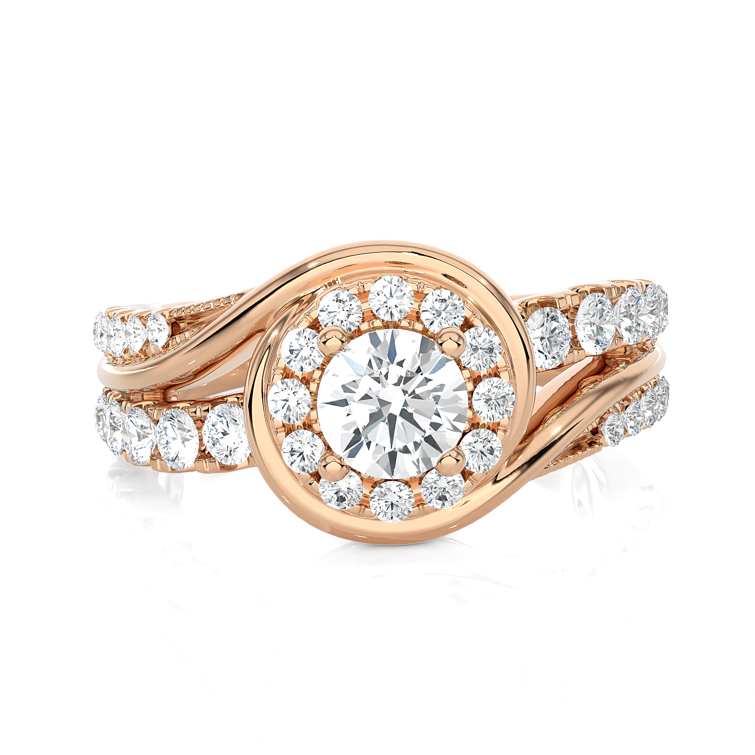 1 1/5 ctw Round Lab Grown Diamond Halo Engagement Ring