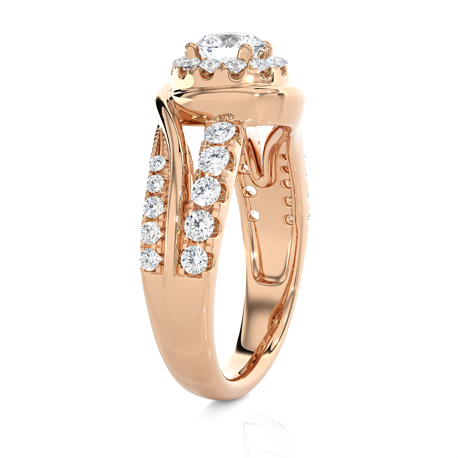 1 1/5 ctw Round Lab Grown Diamond Halo Engagement Ring