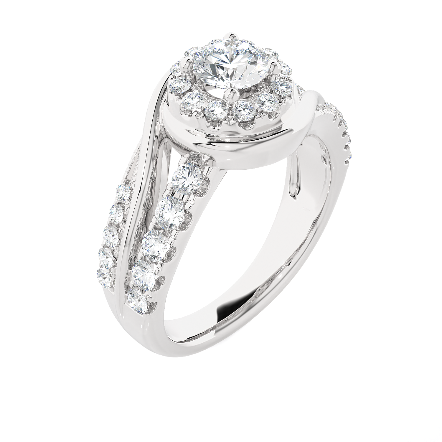 1 1/5 ctw Round Lab Grown Diamond Halo Engagement Ring