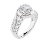 1 1/5 ctw Round Lab Grown Diamond Halo Engagement Ring