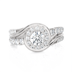 1 1/5 ctw Round Lab Grown Diamond Halo Engagement Ring