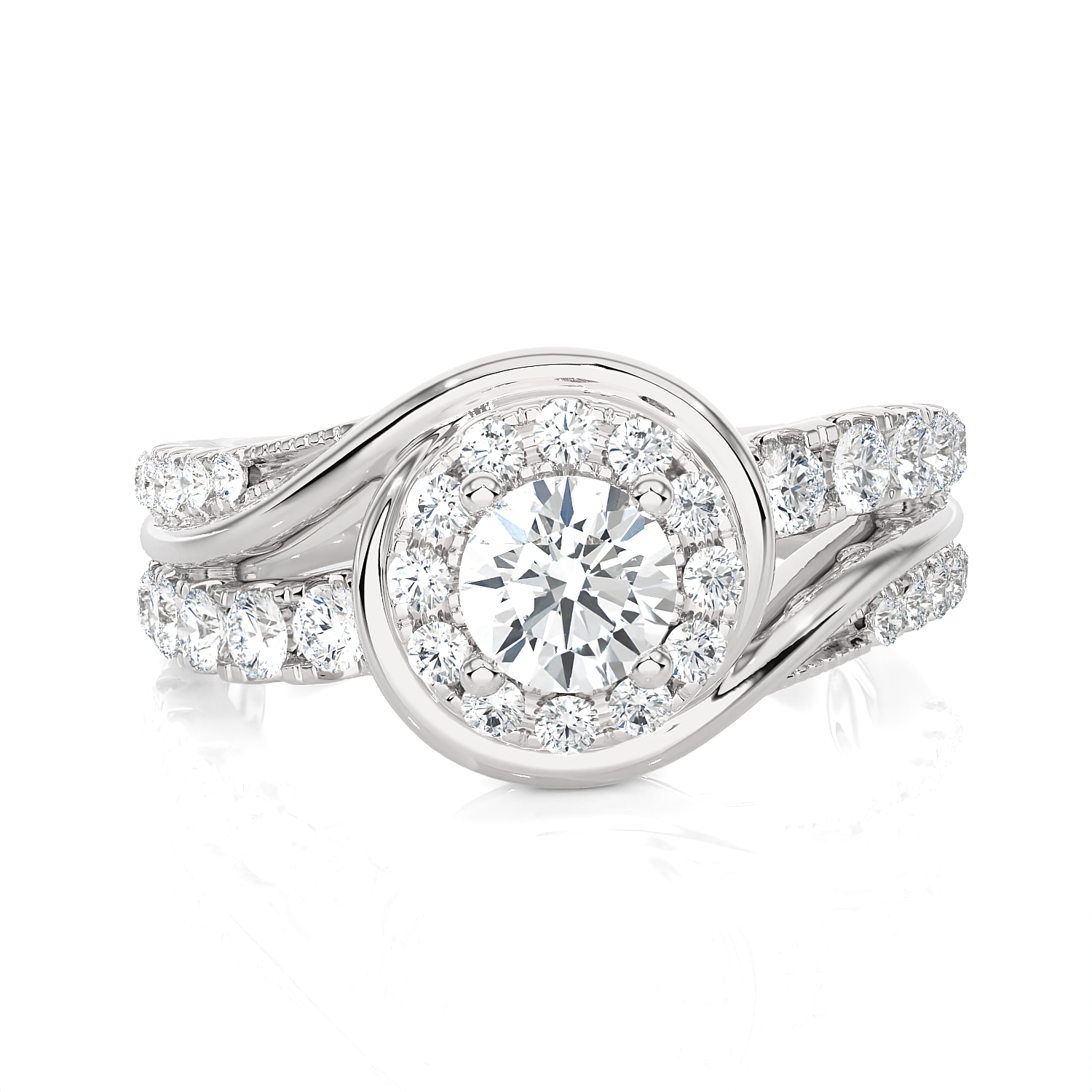 1 1/5 ctw Round Lab Grown Diamond Halo Engagement Ring