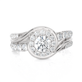 1 1/5 ctw Round Lab Grown Diamond Halo Engagement Ring