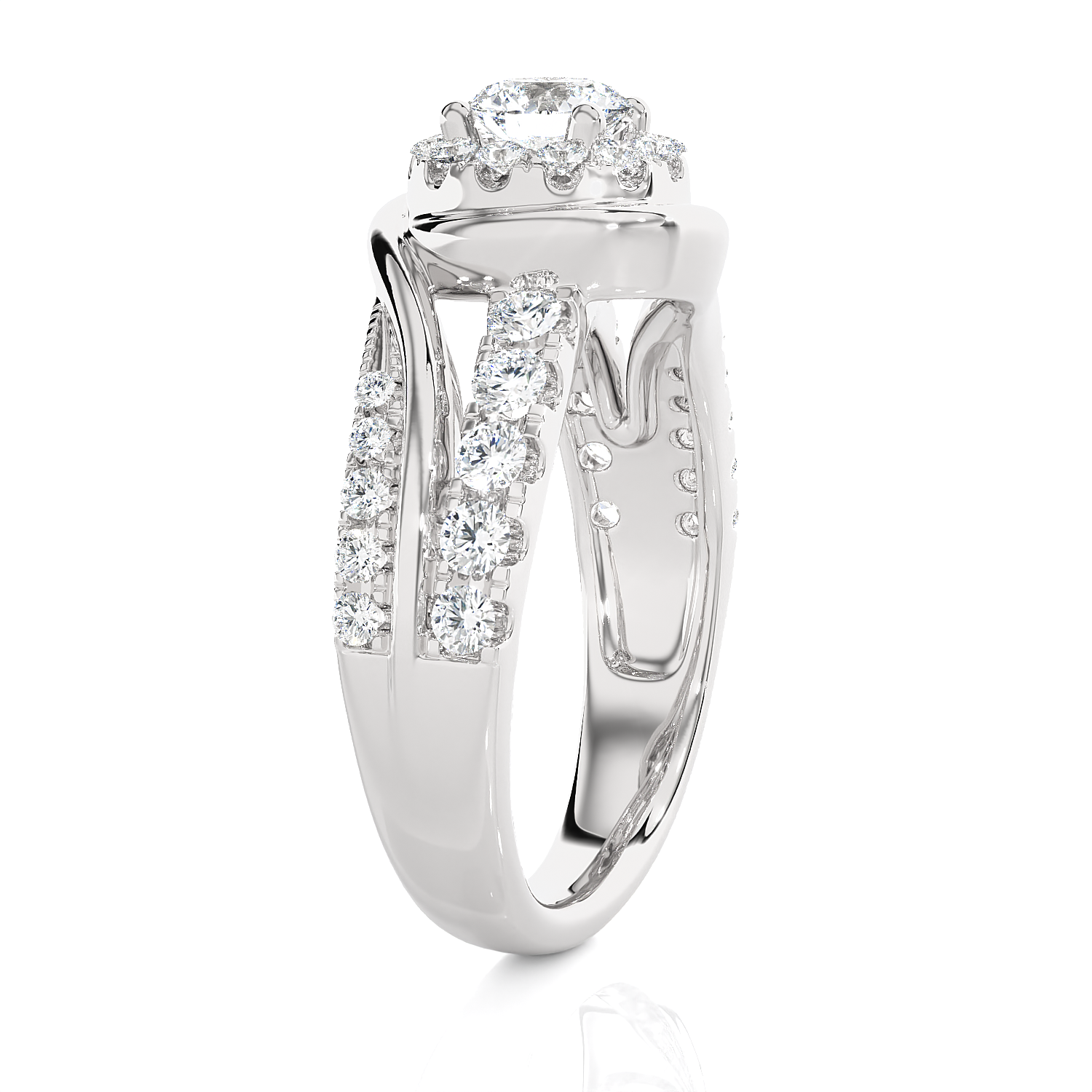 1 1/5 ctw Round Lab Grown Diamond Halo Engagement Ring