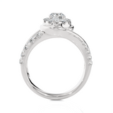 1 1/5 ctw Round Lab Grown Diamond Halo Engagement Ring