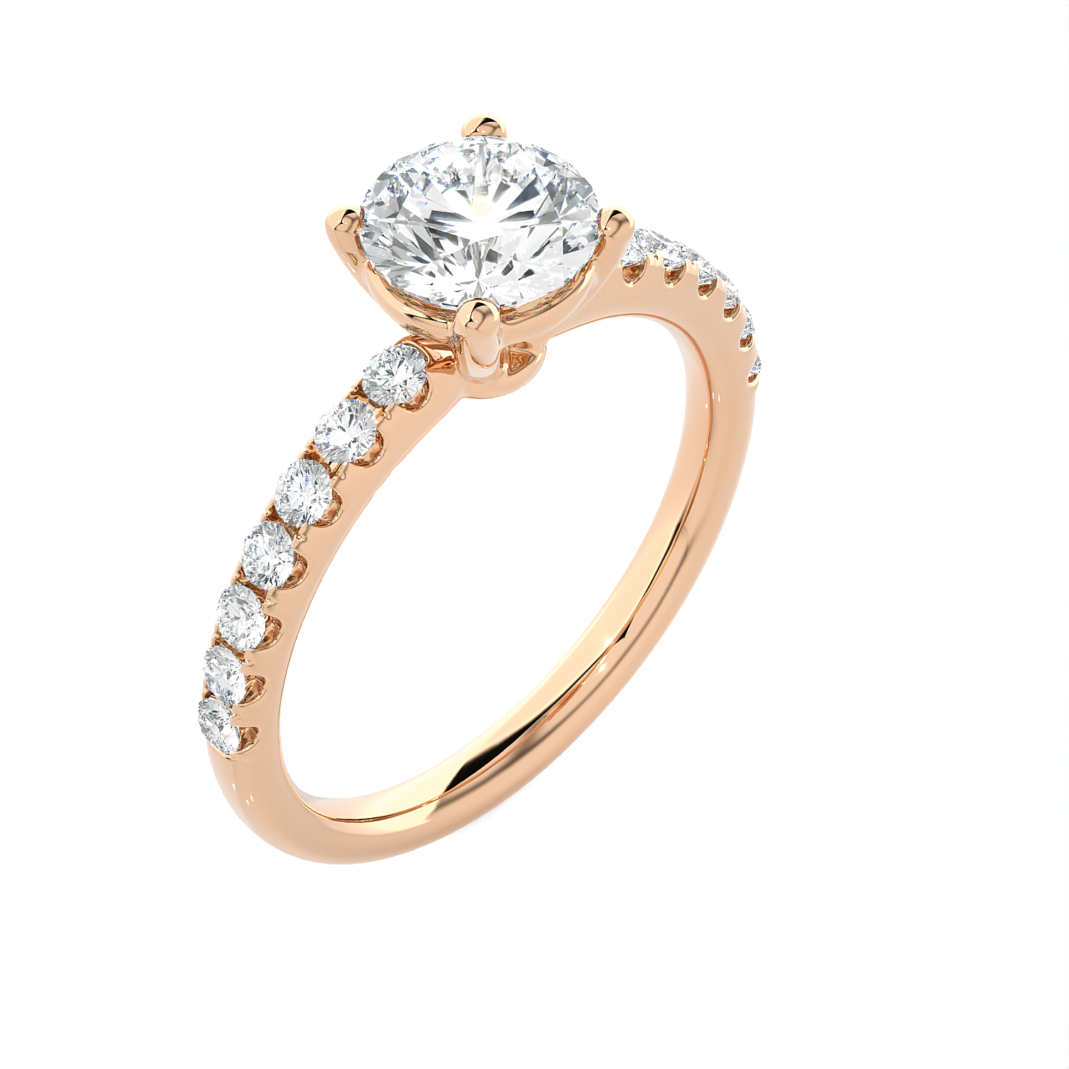 1 3/8 ctw Round Lab Grown Diamond Side Stone Engagement Ring