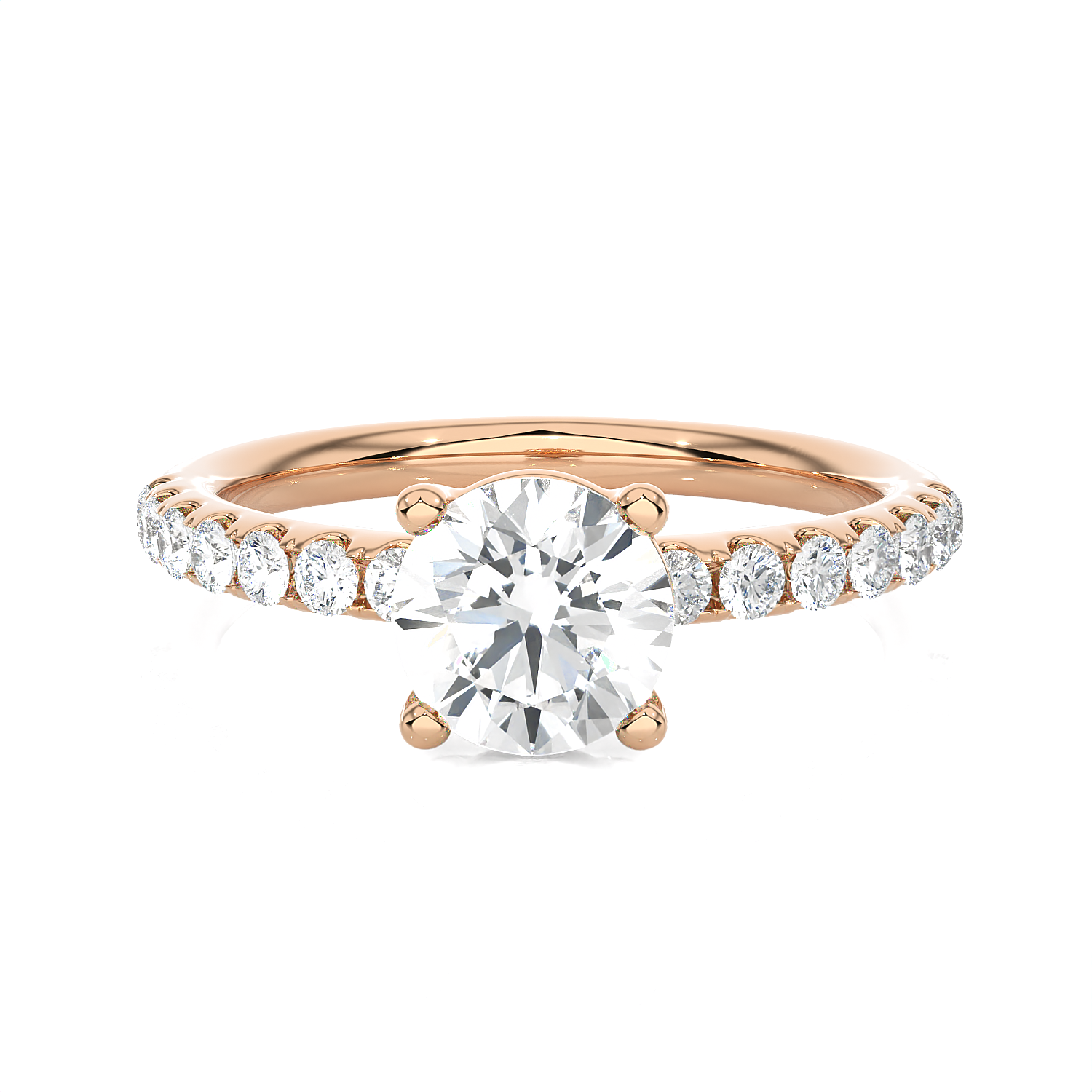 1 3/8 ctw Round Lab Grown Diamond Side Stone Engagement Ring