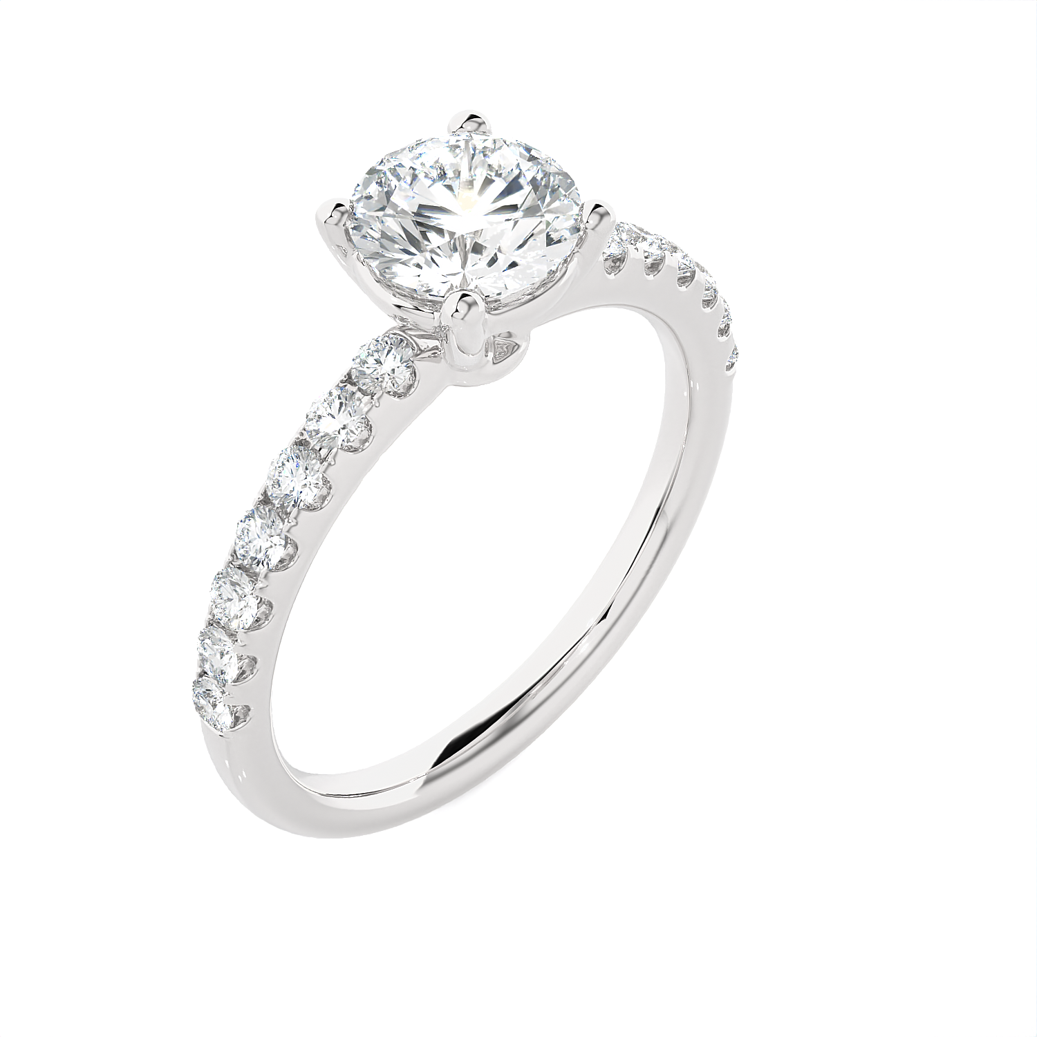 1 3/8 ctw Round Lab Grown Diamond Side Stone Engagement Ring