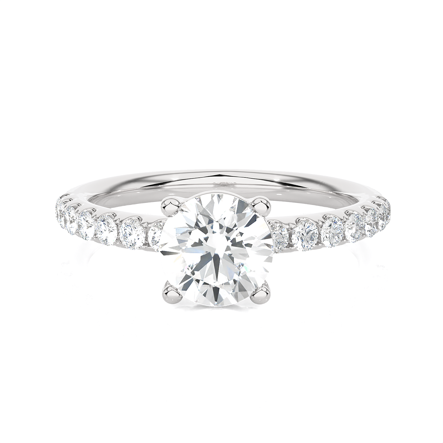 1 3/8 ctw Round Lab Grown Diamond Side Stone Engagement Ring