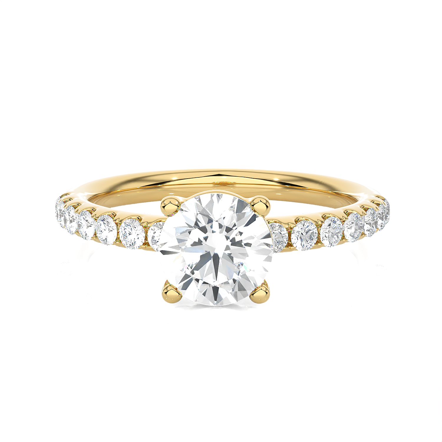1 3/8 ctw Round Lab Grown Diamond Side Stone Engagement Ring