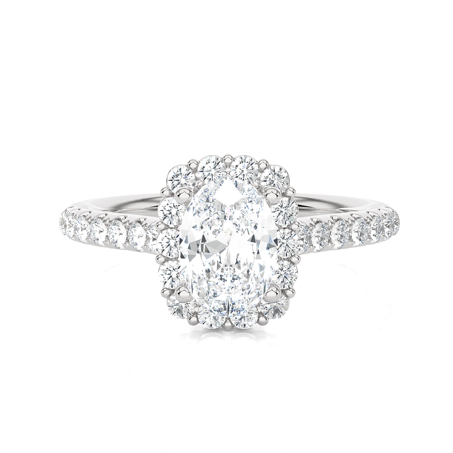 1 1/2 ctw Oval Lab Grown Diamond Halo Engagement Ring