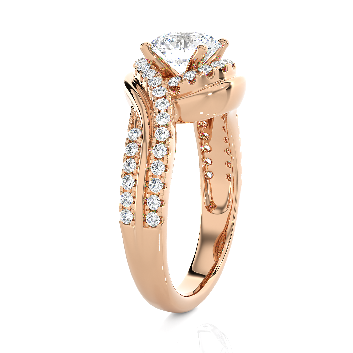 1 3/8 ctw Round Lab Grown Diamond Side Stone Engagement Ring