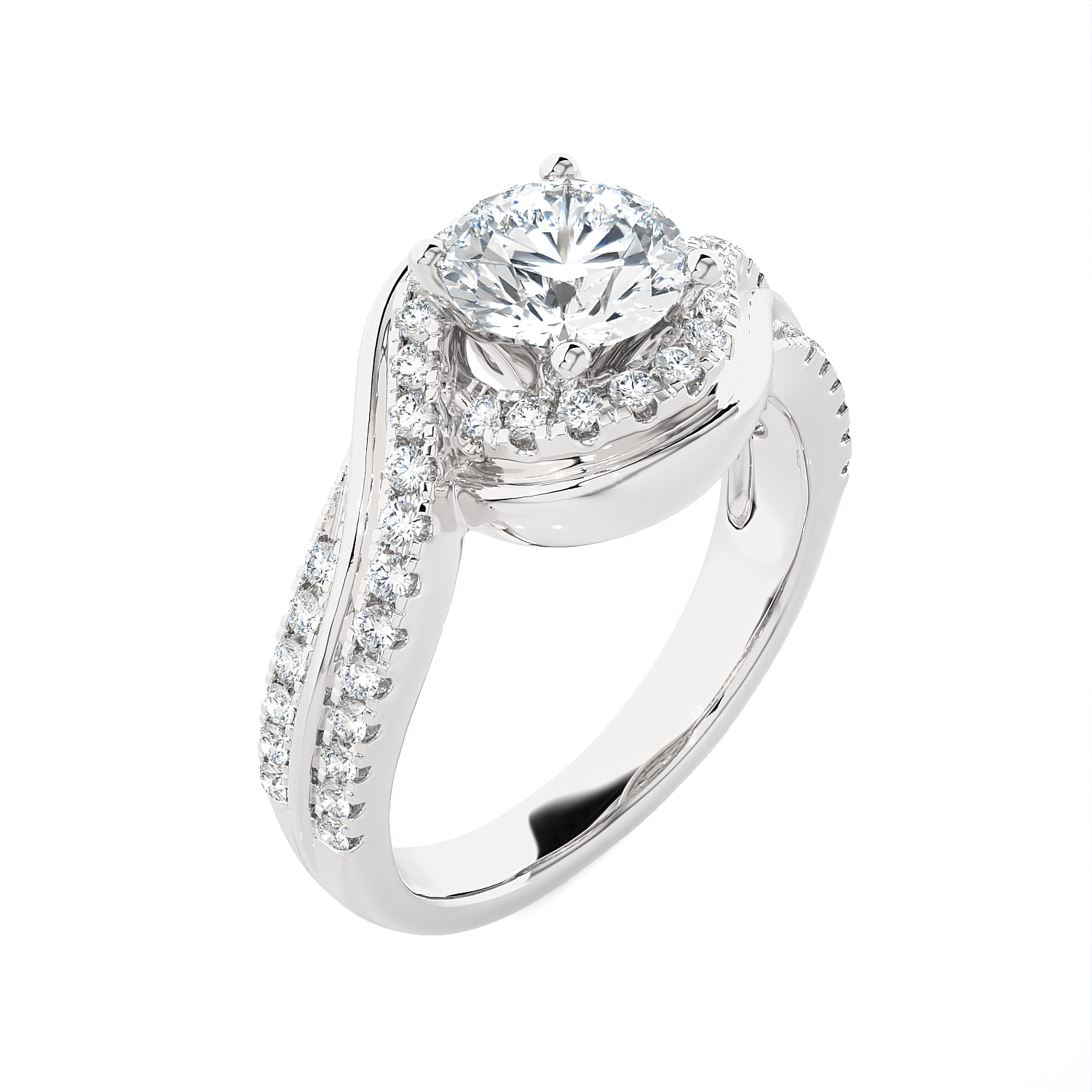 1 3/8 ctw Round Lab Grown Diamond Side Stone Engagement Ring