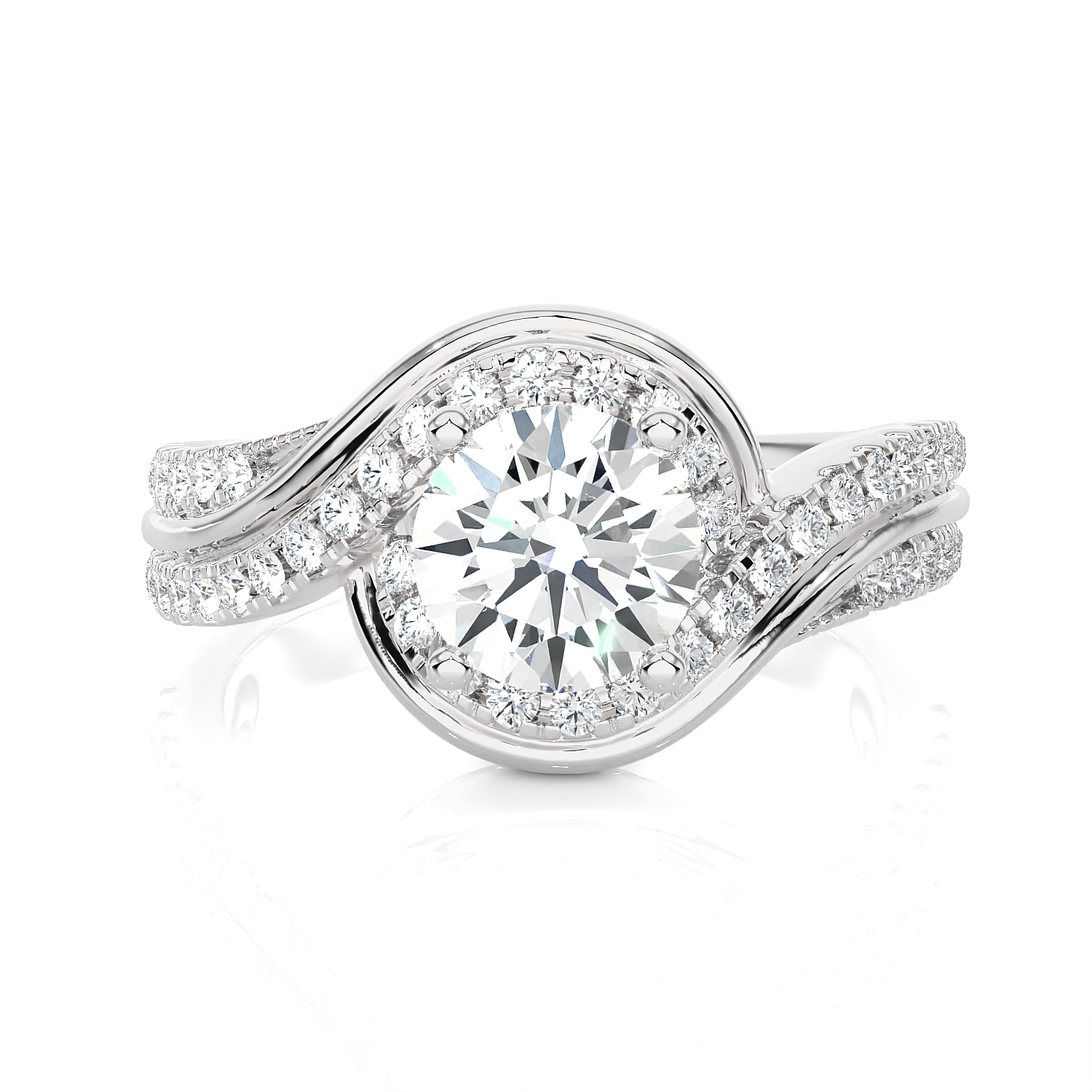 1 3/8 ctw Round Lab Grown Diamond Side Stone Engagement Ring